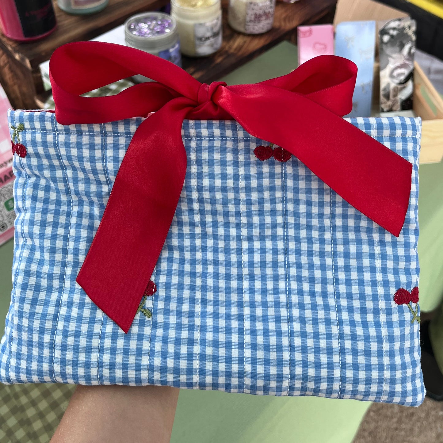 Cherry Picnic 🍒 Quilted Book Sleeve