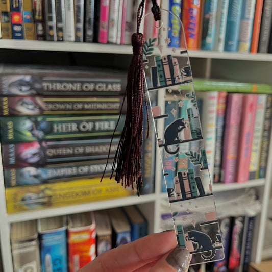 Cat Silhouette Shelf | Acrylic Bookmark