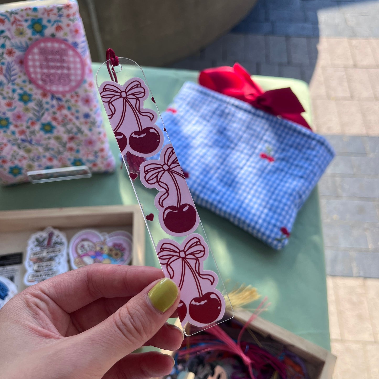 Cherry Bow Acrylic Bookmark
