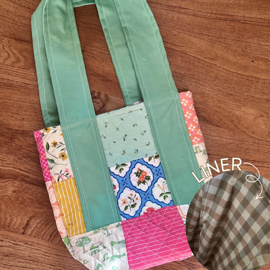 Farmer's Market Patchwork 1-of-1 Medium Quilted Tote