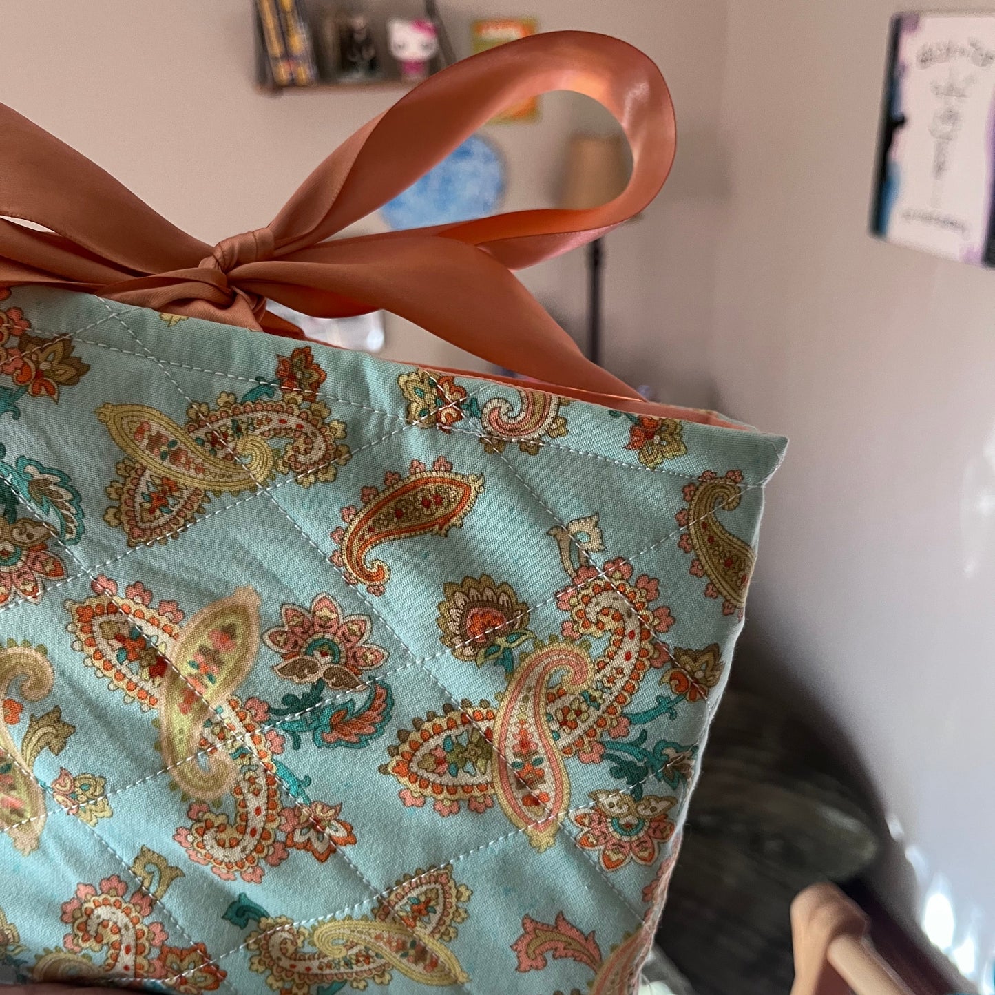 Peaches N Paisley Quilted Book Sleeve