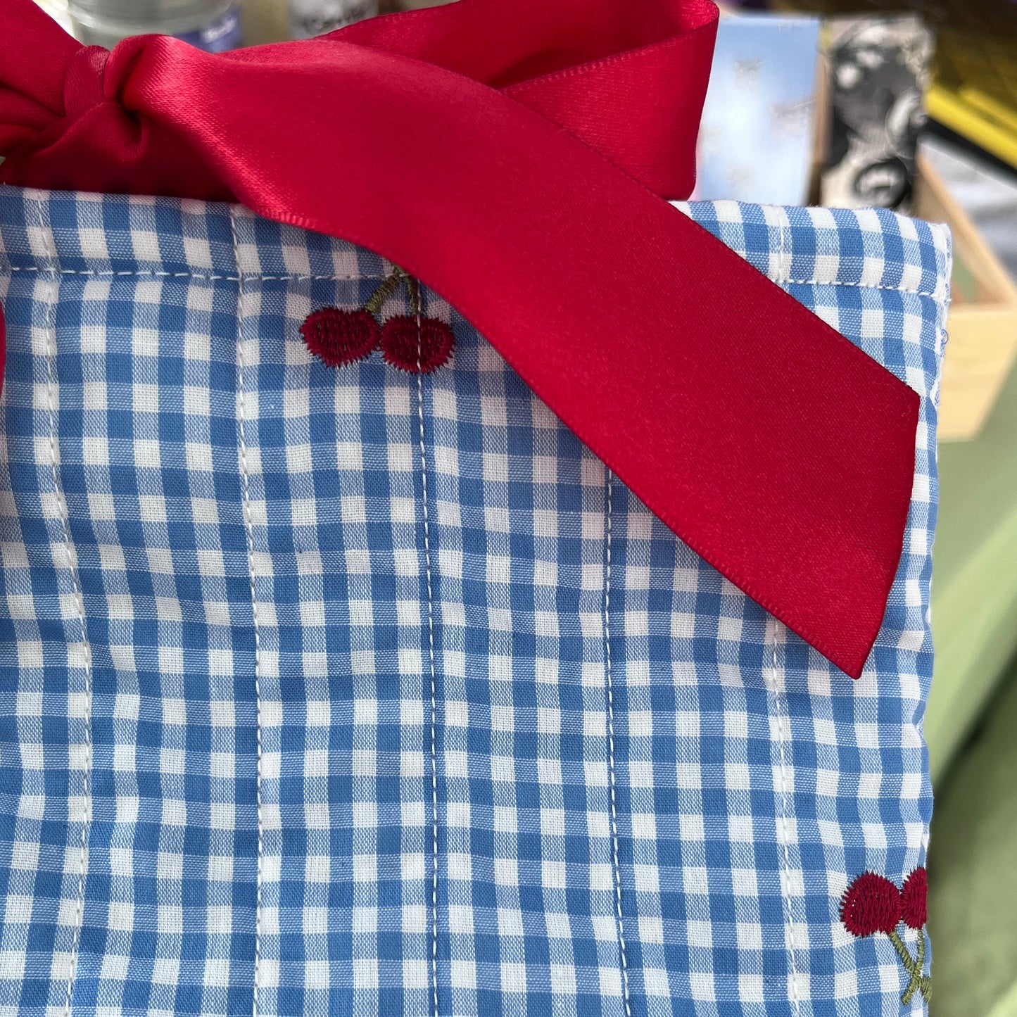 Cherry Picnic 🍒 Quilted Book Sleeve